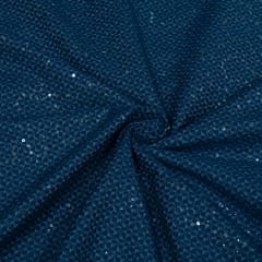 Blue Colour Denim Embroidered Fabric