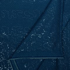 Blue Colour Denim Embroidered Fabric