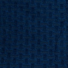 Blue Colour Lycra Denim Embroidered Fabric