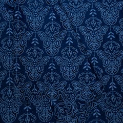 Blue Colour Denim Cutwork Embroidered Fabric
