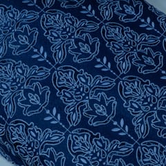 Blue Colour Denim Cutwork Embroidered Fabric