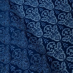 Blue Colour Denim Cutwork Embroidered Fabric