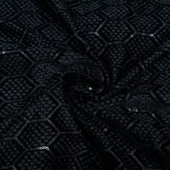 Black Colour Velvet Embroidered Fabric