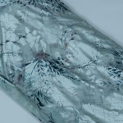 Powder Blue Colour Lycra Brasso Velvet Printed Fabric