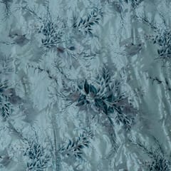 Powder Blue Colour Lycra Brasso Velvet Printed Fabric