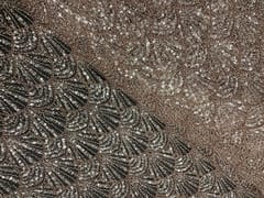 White Colour Chevron Cut Dana Embroiderd Net Fabric
