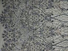 Steel Blue Colour Floral Embroiderd Net Fabric