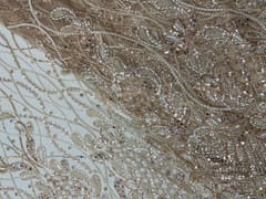 Peach Colour Floral Embroiderd Net Fabric