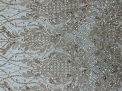 Peach Colour Floral Embroiderd Net Fabric
