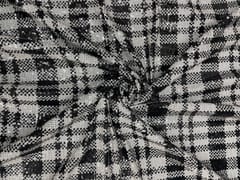 Black and white Colour Checks Sequence Embroiderd Fabric