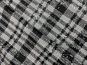 Black and white Color Checks Sequence Embroiderd Fabric