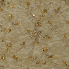 Dyeable Tissue Upada Embroidered Fabric