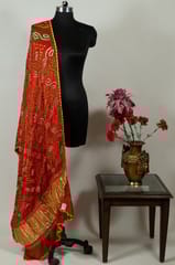 Rust Colour Modal Satin Bandhani Dupatta
