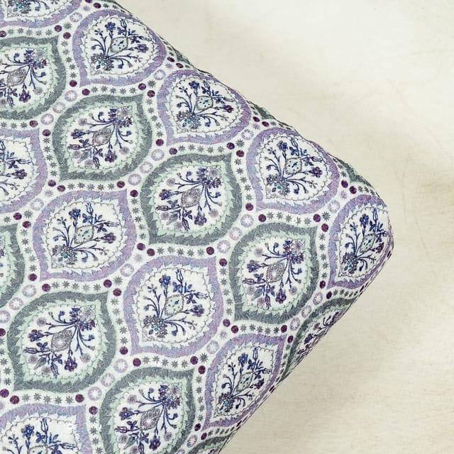 Multi Colour Velvet Print with Embroidery Fabric (1.90Meter Piece)