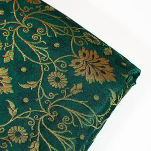Green Color Satin Brocade Fabric (1Meter Piece)