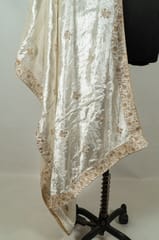 White Colour Velvet Embroidery Dupatta