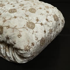 White Dyeable Viscose Velvet Embroidered Fabric