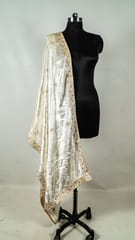 White Colour Velvet Embroidery Dupatta