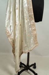 White Colour Velvet Embroidery Dupatta
