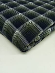 Olive Colour Twill Weave Yarn Dyed Cotton Check Fabric