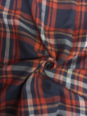 Orange Navy Twill Weave Yarn Dyed Cotton Check fabric