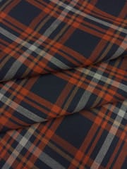 Orange Navy Twill Weave Yarn Dyed Cotton Check fabric