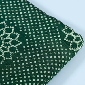 Green Colour Mashru Silk Ajrakh Printed Fabric (70cm Cut Piece)