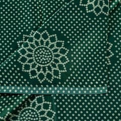 Green Colour Mashru Silk Ajrakh Printed Fabric (70cm Cut Piece)