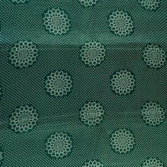 Green Colour Mashru Silk Ajrakh Printed Fabric (70cm Cut Piece)