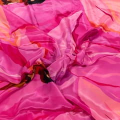 Hot Pink Colour Crepe Printed Fabric (1Meter Piece)