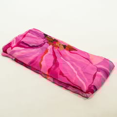 Hot Pink Colour Crepe Printed Fabric (1Meter Piece)