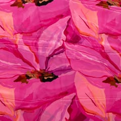 Hot Pink Colour Crepe Printed Fabric (1Meter Piece)
