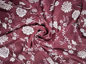 Wine Floral Chiffon Fabric