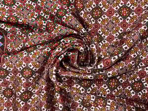 Maroon Abstract Upada Silk Fabric