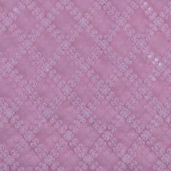 Pink Colour Georgette Embroidered Fabric (1.70Meter Piece)