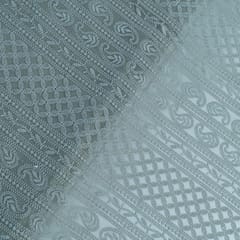 Taupe Colour Georgette Chikan Embroidered Fabric (1.90Meter Piece)