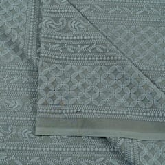 Taupe Colour Georgette Chikan Embroidered Fabric (1.90Meter Piece)