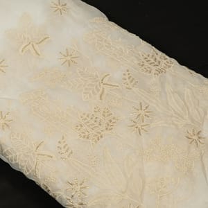Dyeable Organza Lakhnavi Embroidered Fabric