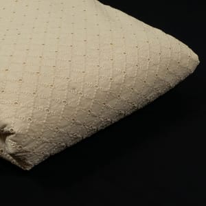 Off White Color Dyeable Cotton Chikan Embroidered Fabric