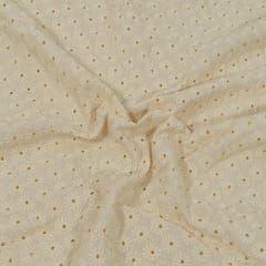 Off White Colour Dyeable Cotton Chikan Embroidered Fabric