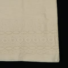 Off White Colour Dyeable Cotton Chikan Embroidered Fabric