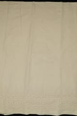 Off White Colour Dyeable Cotton Chikan Embroidered Fabric