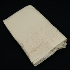 Off White Colour Dyeable Cotton Chikan Embroidered Fabric