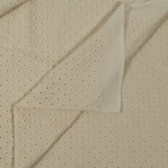 Off White Colour Dyeable Cotton Chikan Embroidered Fabric