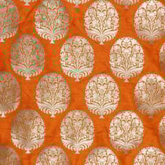 Orange Colour Marigold Brocade fabric (1Meter Piece)