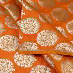Orange Colour Marigold Brocade fabric (1Meter Piece)