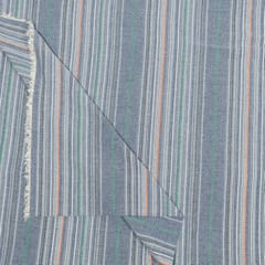 Blue Colour Chambrey Dobby Stripes Fabric