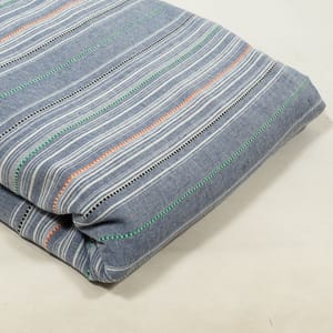 Blue Colour Chambrey Dobby Stripes Fabric