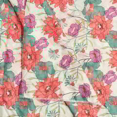 White Colour Lawn Cotton Digital Printed Fabric