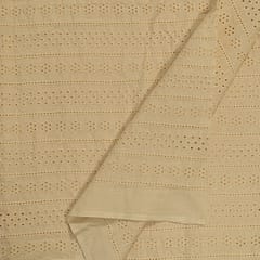 Off White Colour Dyeable Cotton Chikan Embroidered Fabric